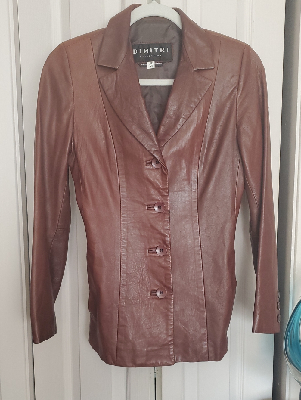 Women’s Brown Leather Blazer Jacket